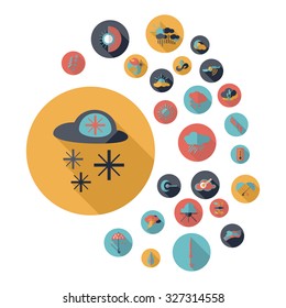 Flat concept design with shadow  Set weather