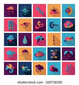 Flat concept design with shadow  Set weather