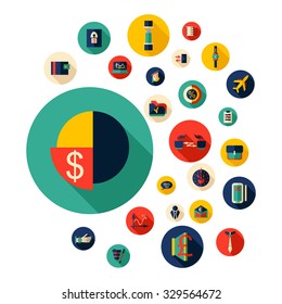 Flat concept design with shadow Set business