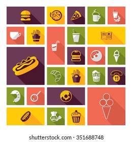 Flat concept design with shadow  Set  fast food