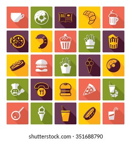 Flat concept design with shadow  Set  fast food