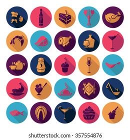 Flat concept design with shadow  Set  restaurant