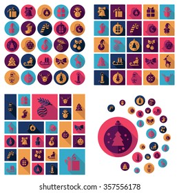 Flat concept design with shadow  Set  christmas