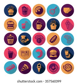 Flat concept design with shadow  Set  fast food