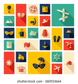 Flat concept design with shadow  Set  vacation