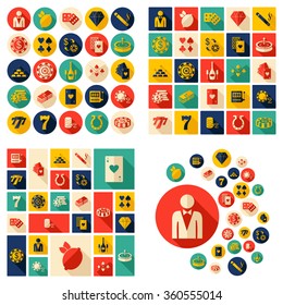 Flat concept design with shadow  Set  casino