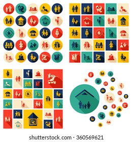 Flat concept design with shadow  Set family