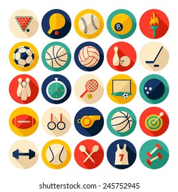 Flat concept, design with shadow, sports icons