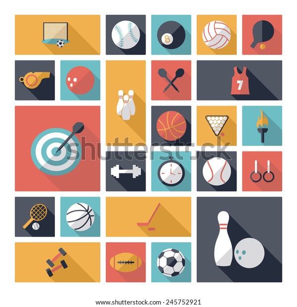 Flat Concept Design Shadow Sports Icons Stock Vector (Royalty Free) 245752921