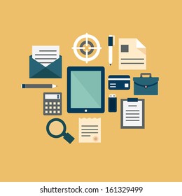 Flat concept of documents for business - vector illustration