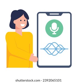 A flat concept icon of mobile voice recognition 