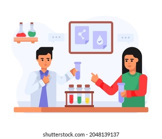 Flat concept icon of school chemistry lab