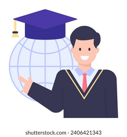 Icono de concepto plano de un profesor