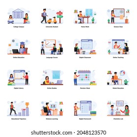 Flat Concept Icons of Education and Learning