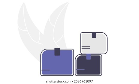 A flat concept illustration of multiple delivery boxes neatly stacked on top of each other, symbolizing shipping, logistics, and e-commerce fulfillment