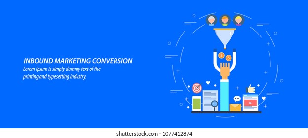 Flat concept for Inbound marketing, conversion optimization, Customer attraction vector banner