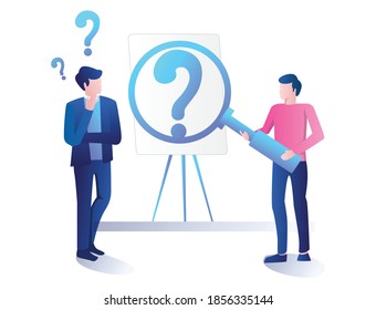 Flat concept isometric illustration, looking for solutions to problems
