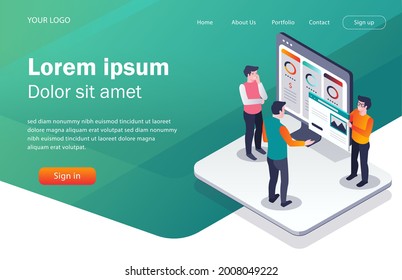 Flat concept isometric illustration. show web template packages and prices
