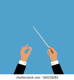 Flat concept of music orchestra or chorus conductor. Vector illustration for musical design