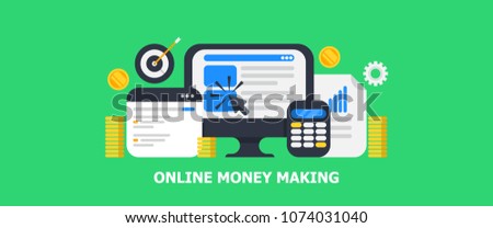flat concept online money making digital stock vector royalty free