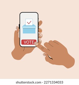 Flat concept of online voting, electronic voting, internet voting system.	