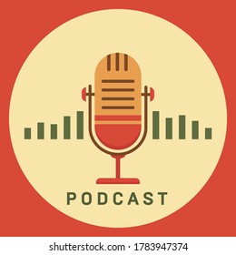 Flat concept of podcasting vector, Internet digital recording, online broadcasting illustrated banner.