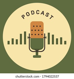Concepto plano de vector de podcasting, grabación digital en Internet, difusión en línea banner ilustrado.