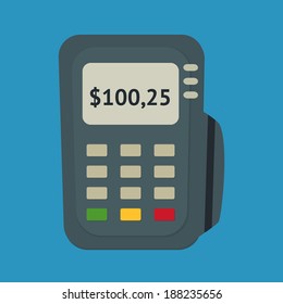 Flat concept POS terminal. Vector illustration EPS10