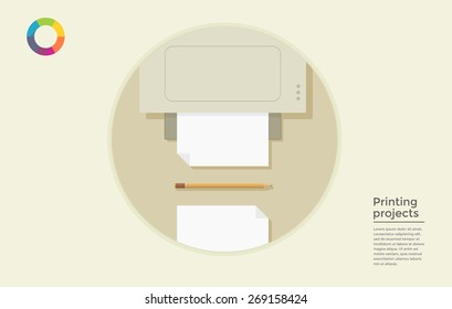 Flat concept of print media service - vector illustration
