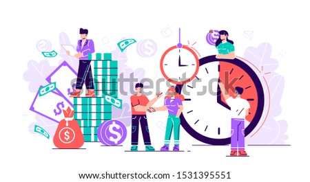 Flat. Concept save time, money saving. Times is money. Business and management, Piggybank, time is money, financial investments in stock market future income growth, Time management planning, Deadline