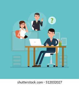 Flat concept of selecting one of the candidates hr-manager. Vector illustration of recruitment or choice of employees. Simple concept with working situation or hiring.