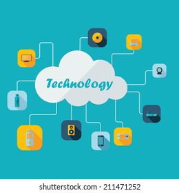 Flat concept, set modern design with shadow vector icons for web design and mobile applications, SEO. search Engine Optimization: technology