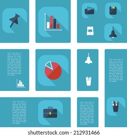 Flat concept, set modern design with shadow vector icons for web design and mobile applications, SEO. search Engine Optimization: office icons