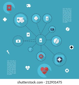 Flat concept, set modern design with shadow vector icons for web design and mobile applications, SEO. search Engine Optimization: medicine