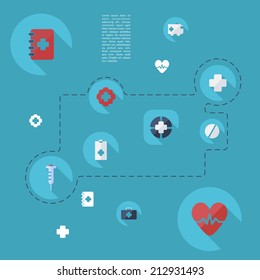 Flat concept, set modern design with shadow vector icons for web design and mobile applications, SEO. search Engine Optimization: medicine