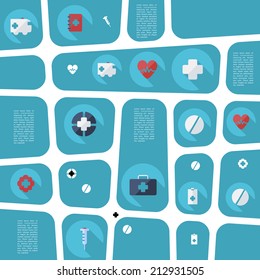 Flat concept, set modern design with shadow vector icons for web design and mobile applications, SEO. search Engine Optimization: medicine