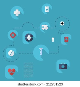 Flat concept, set modern design with shadow vector icons for web design and mobile applications, SEO. search Engine Optimization: medicine