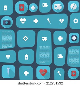 Flat concept, set modern design with shadow vector icons for web design and mobile applications, SEO. search Engine Optimization: medicine