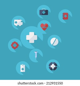 Flat concept, set modern design with shadow vector icons for web design and mobile applications, SEO. search Engine Optimization: medicine