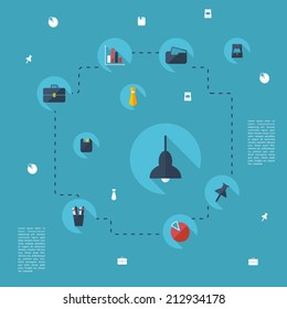 Flat concept, set modern design with shadow vector icons for web design and mobile applications, SEO. search Engine Optimization: office icons