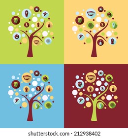 Flat concept, set modern design with shadow vector icons for web design and mobile applications, SEO. search Engine Optimization:  halloween