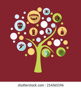 Flat concept, set modern design with shadow vector icons for web design and mobile applications, SEO. search Engine Optimization: halloween