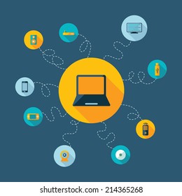 Flat concept, set modern design with shadow vector icons for web design and mobile applications, SEO. search Engine Optimization: technology