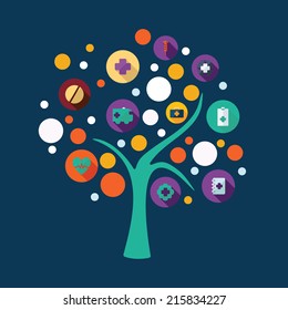 Flat concept, set modern design with shadow vector icons for web design and mobile applications, SEO. search Engine Optimization: medicine
