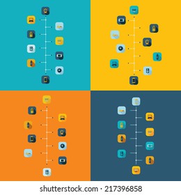 Flat concept, set modern design with shadow vector icons for web design and mobile applications, SEO. search Engine Optimization: technology