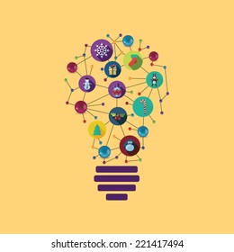 Flat concept, set modern design with shadow vector icons for web design and mobile applications, SEO. search Engine Optimization:  happy new year