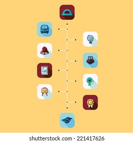 Flat concept, set modern design with shadow vector icons for web design and mobile applications, SEO. search Engine Optimization: education icons
