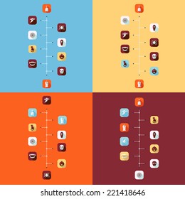 Flat concept, set modern design with shadow vector icons for web design and mobile applications, SEO. search Engine Optimization: Halloween