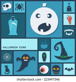 Flat concept, set modern design with shadow icons for web design and mobile applications, SEO. search Engine Optimization:  halloween