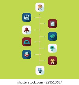 Flat concept, set modern design with shadow icons for web design and mobile applications, SEO. search Engine Optimization:  education icons